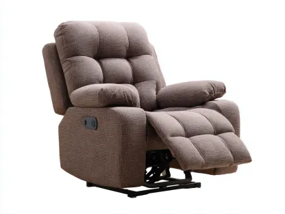 Fauteuil relax en tissu 95x100x105 cm - marron - dossier inclinable avec repose-pieds intégré-Loftilo