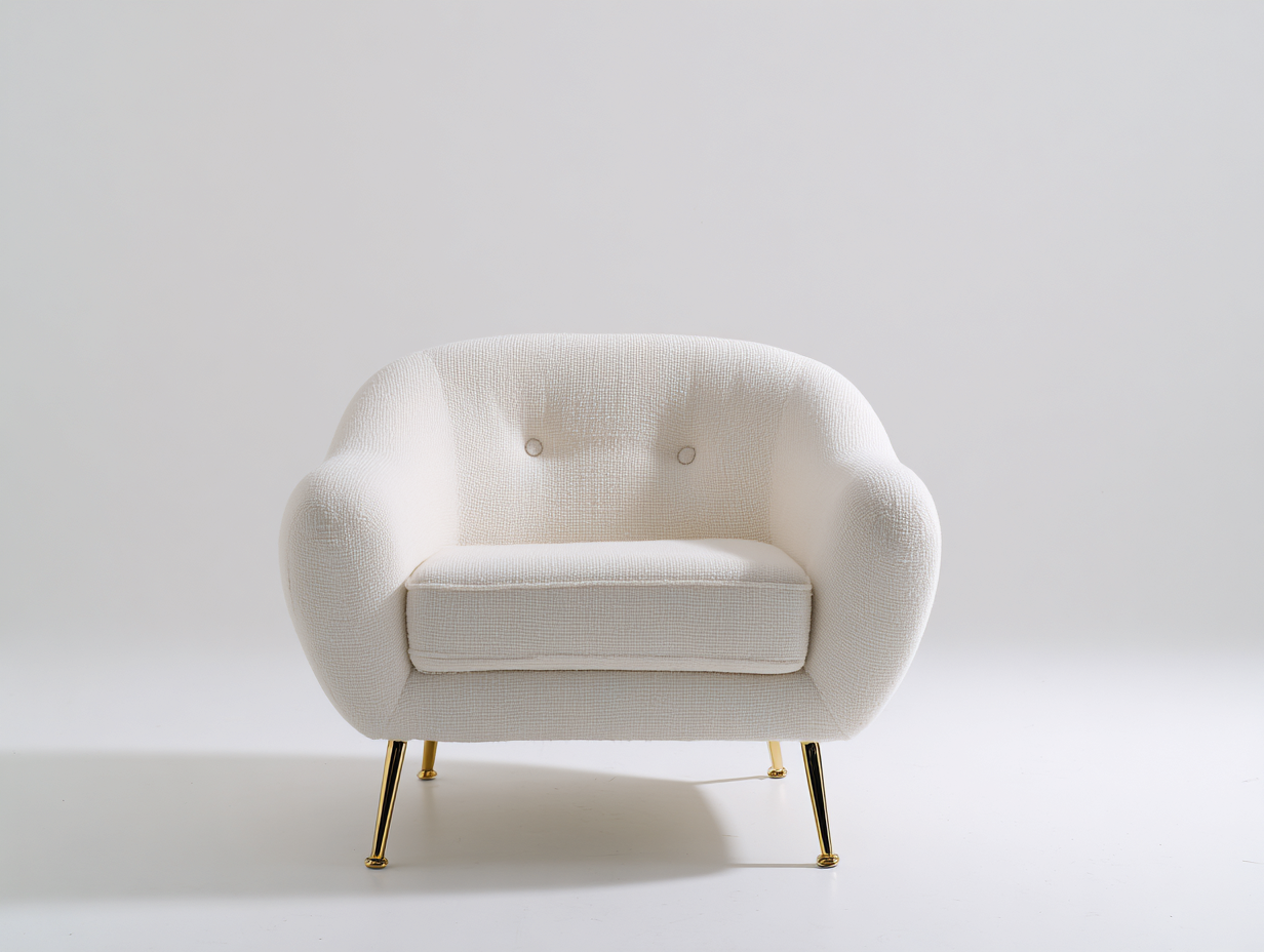 Fauteuil en tissu blanc 94x88x84 cm - design arrondi et moderne-Loftilo