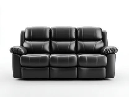 Canapé 3 places en cuir noir 215x95x100 cm - style moderne avec fonction inclinable-Loftilo
