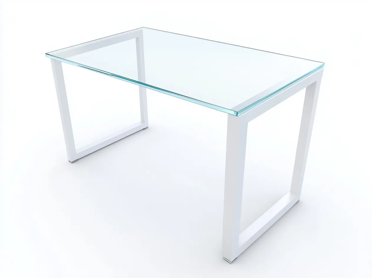 Table basse en verre trempé 120x60x45 cm - transparent/blanc - structure métal blanc - style moderne minimaliste-Loftilo