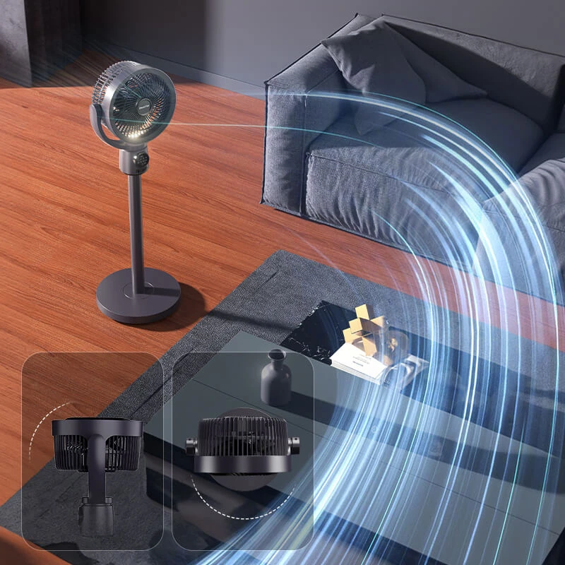 Ventilator mit Wirbelluftstrom-Technologie im Wohnzimmer