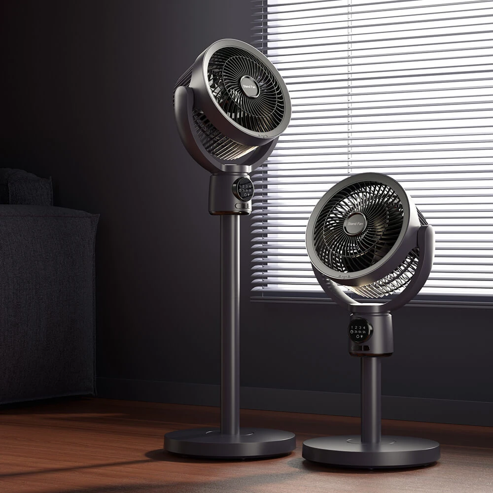 Luftzirkulationsventilatoren mit metallischem Finish und LED-Display
