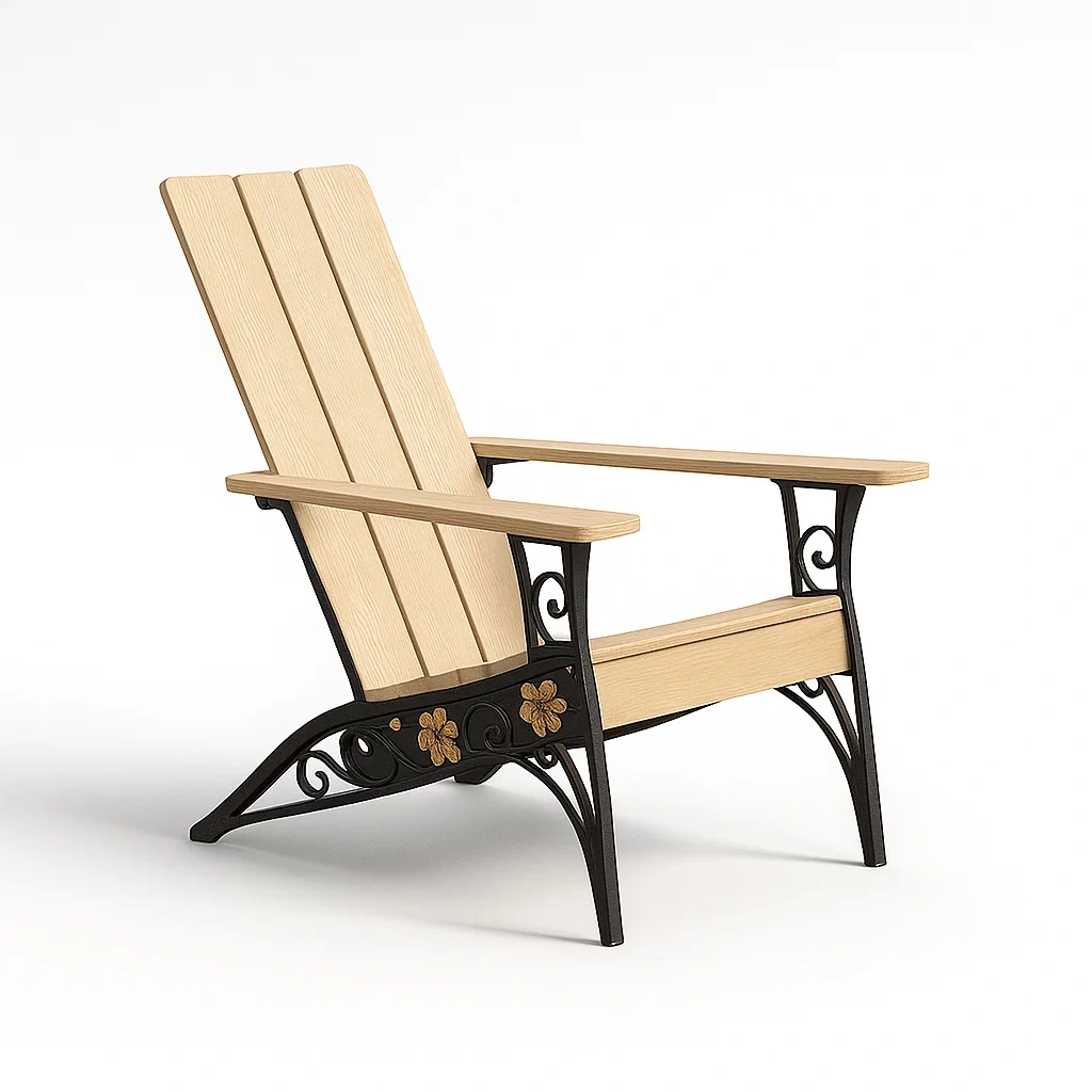 Sedia adirondack in legno e metallo nero