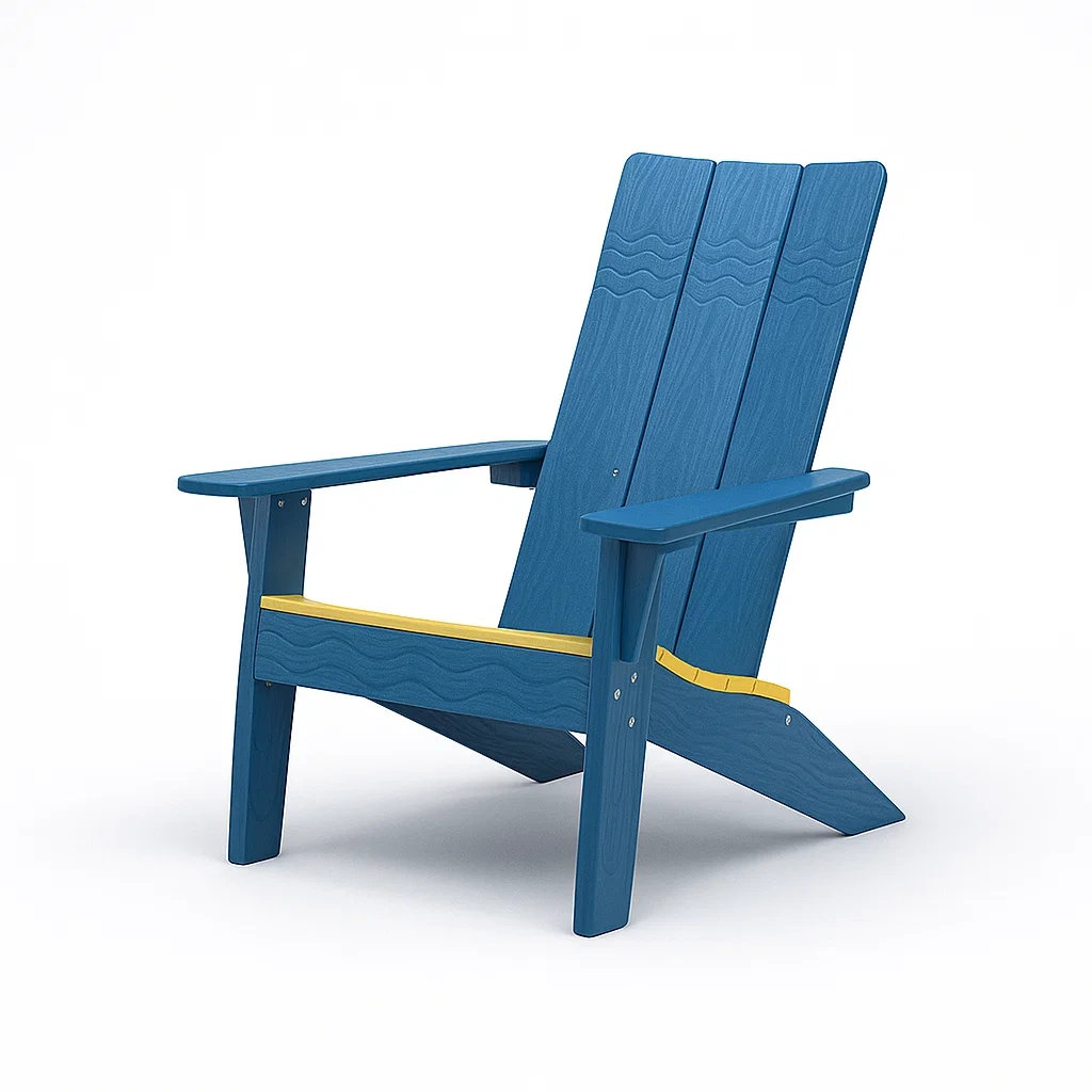 Sedia adirondack in plastica HDPE blu e giallo