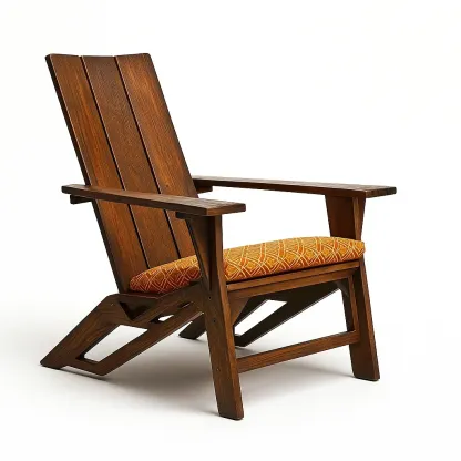 Sedia adirondack in legno con cuscino in tessuto poliestere arancione