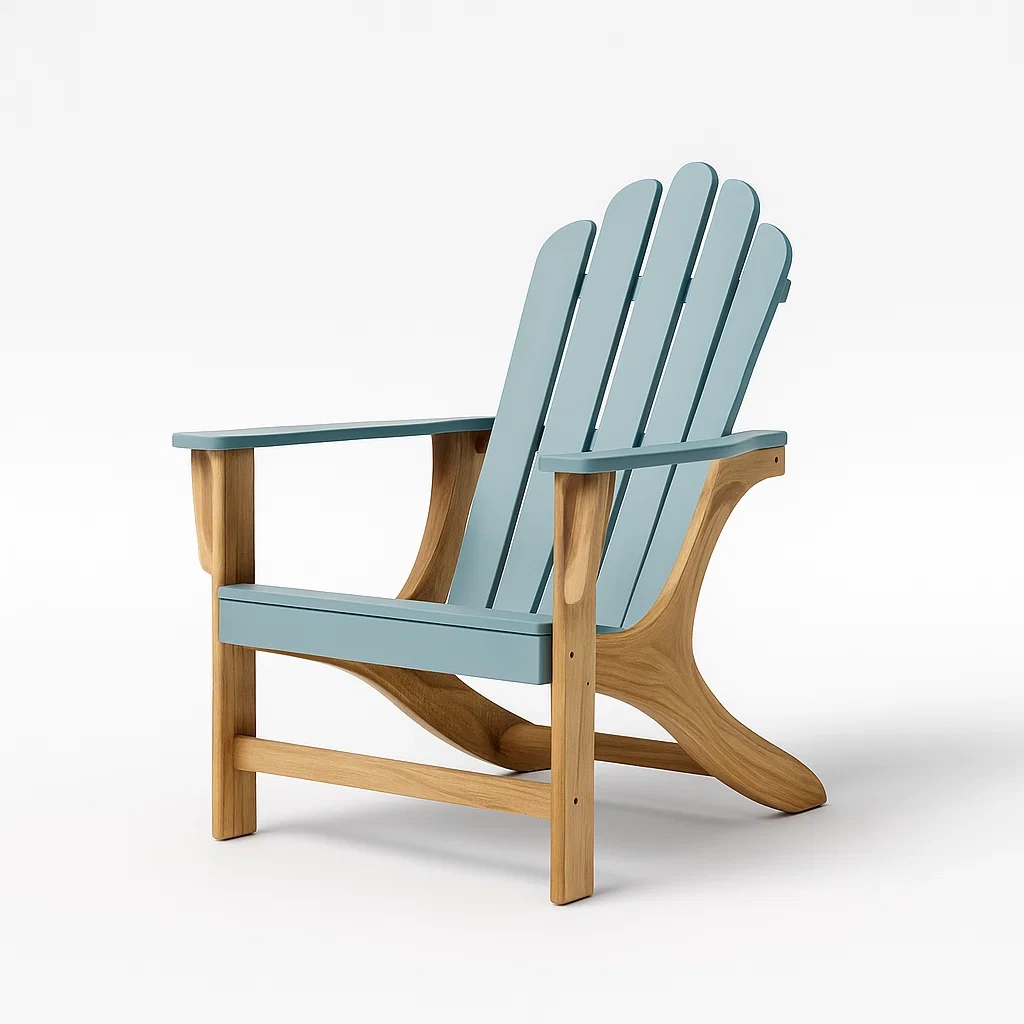 Sedia adirondack in legno e resina azzurro polvere