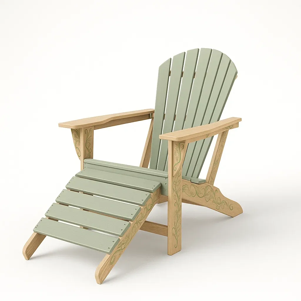 Sedia adirondack in legno con poggiapiedi verde