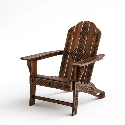 Sedia adirondack in legno massello intagliato marrone