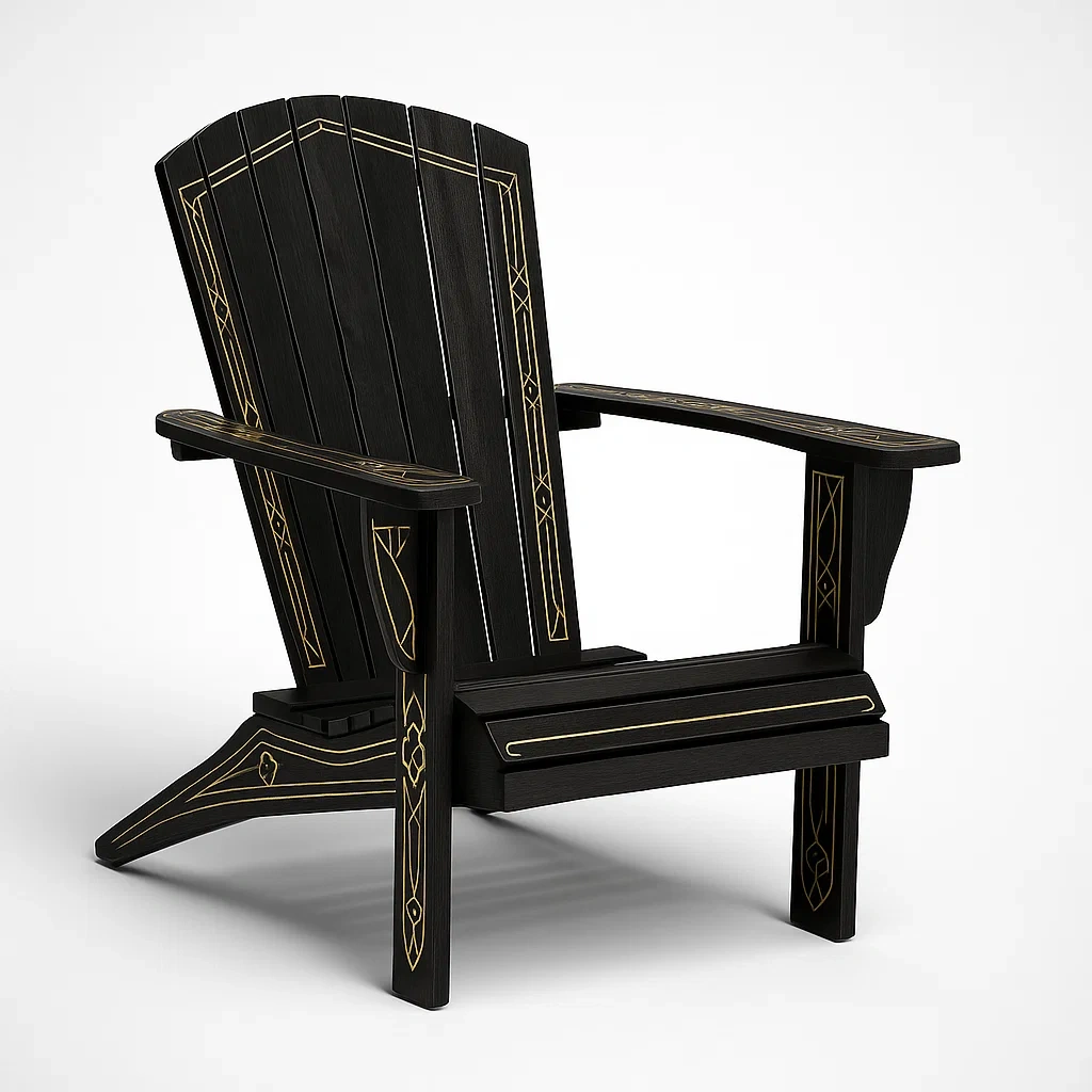 Sedia adirondack in legno con dettagli dorati