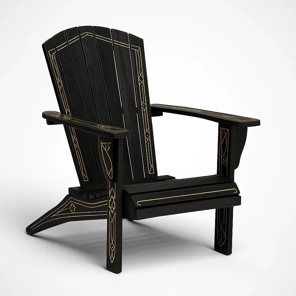 Sedia adirondack in legno con dettagli dorati