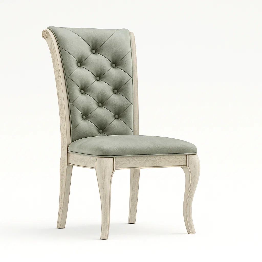 Sedia laterale in legno massello grigio verde