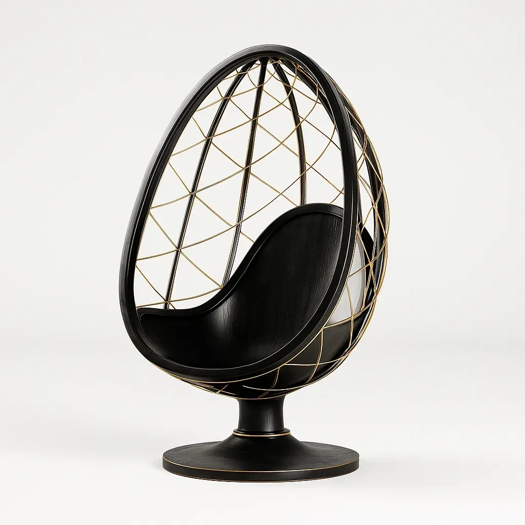 Poltrona a uovo in metallo nero oro
