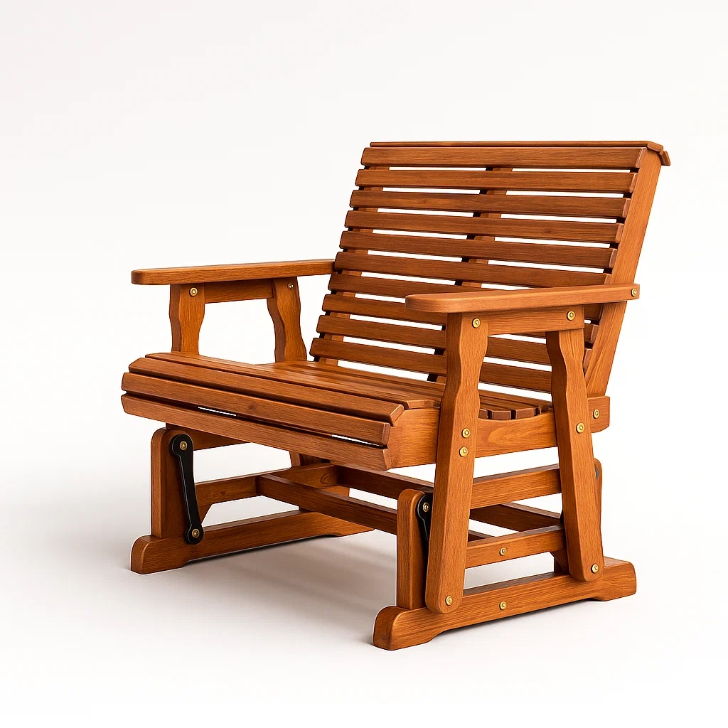 Panchina glider in legno massello marrone per esterni