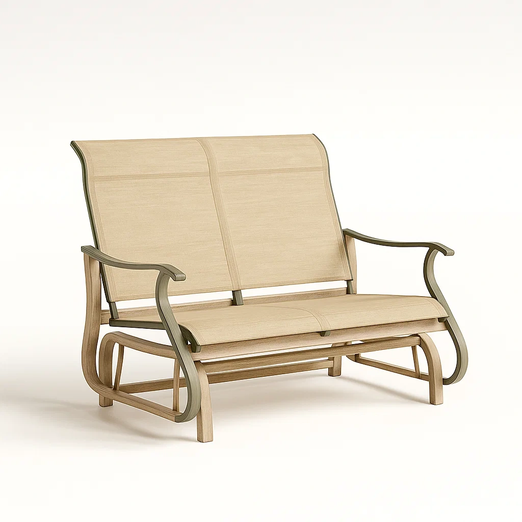 Panchina glider in alluminio e tessuto sintetico beige a due posti