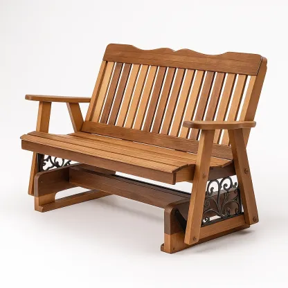 Panchina glider in legno massiccio di acacia e metallo marrone per esterni