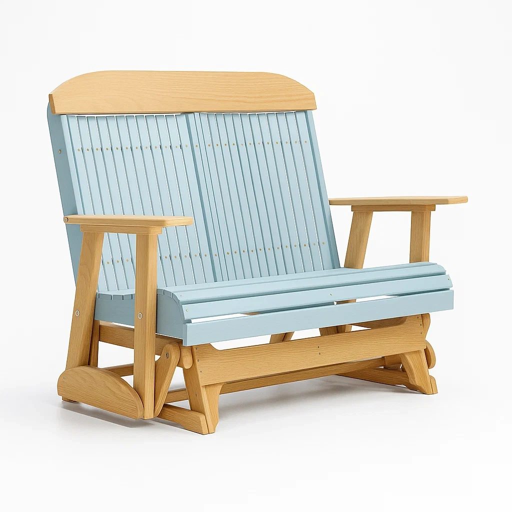 Panchina glider in legno e polipropilene blu e naturale