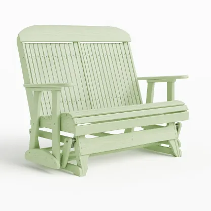 Panchina glider in legno verde chiaro con braccioli