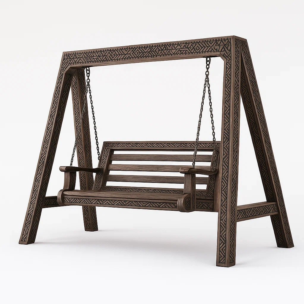 Balancella da giardino in legno e acciaio marrone