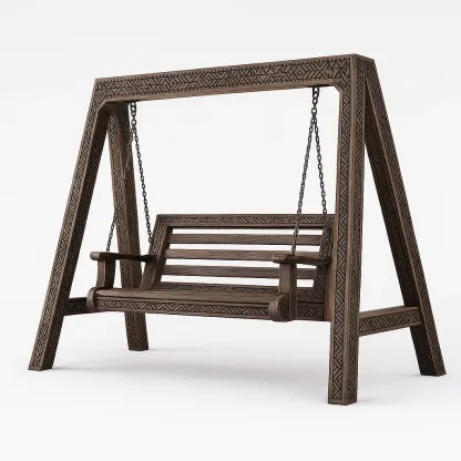 Balancella da giardino in legno e acciaio marrone