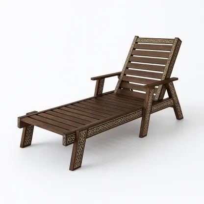 Chaise longue in legno con motivo intagliato regolabile