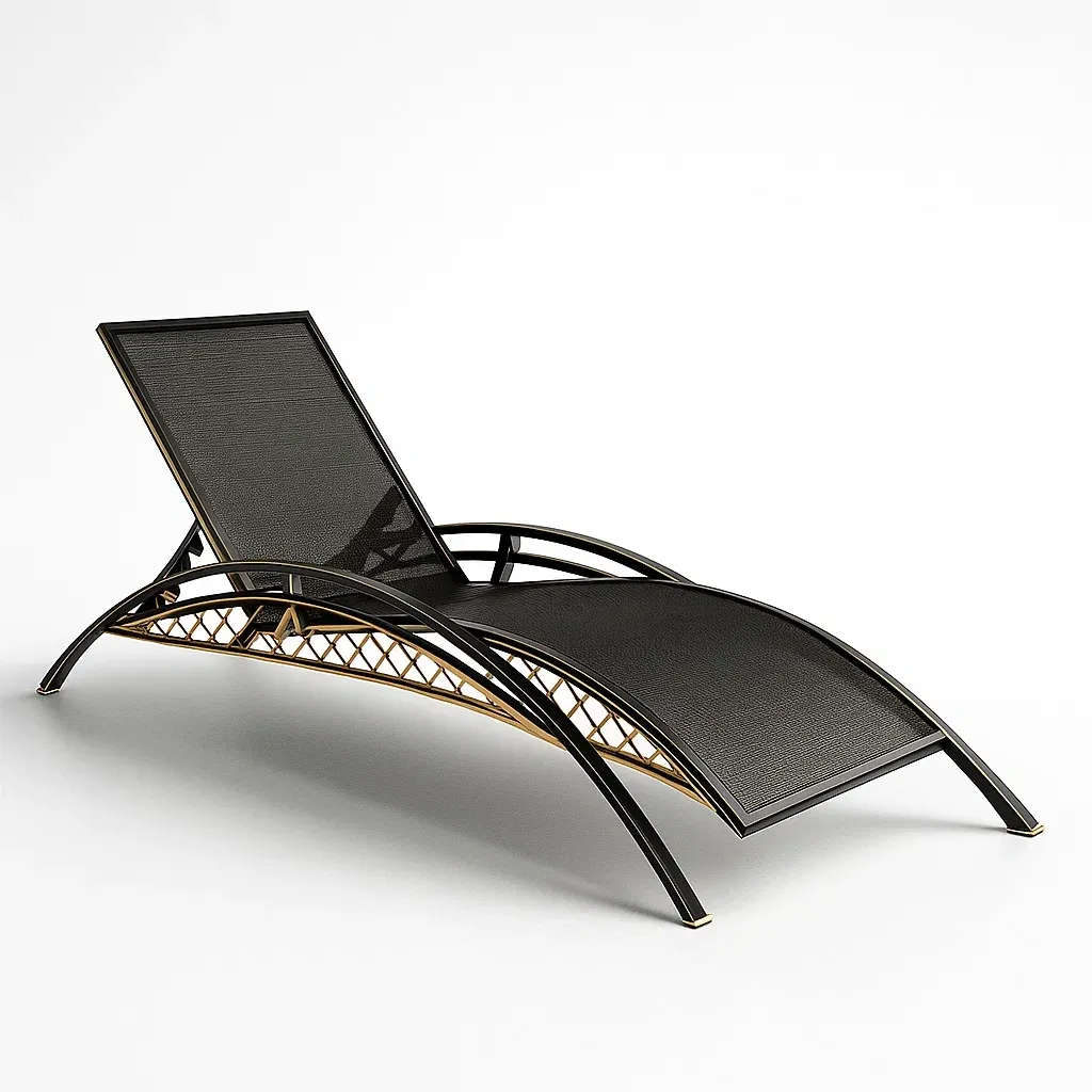 Chaise longue in metallo nero reclinabile