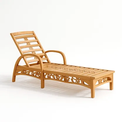 Chaise longue in teak con schienale regolabile naturale