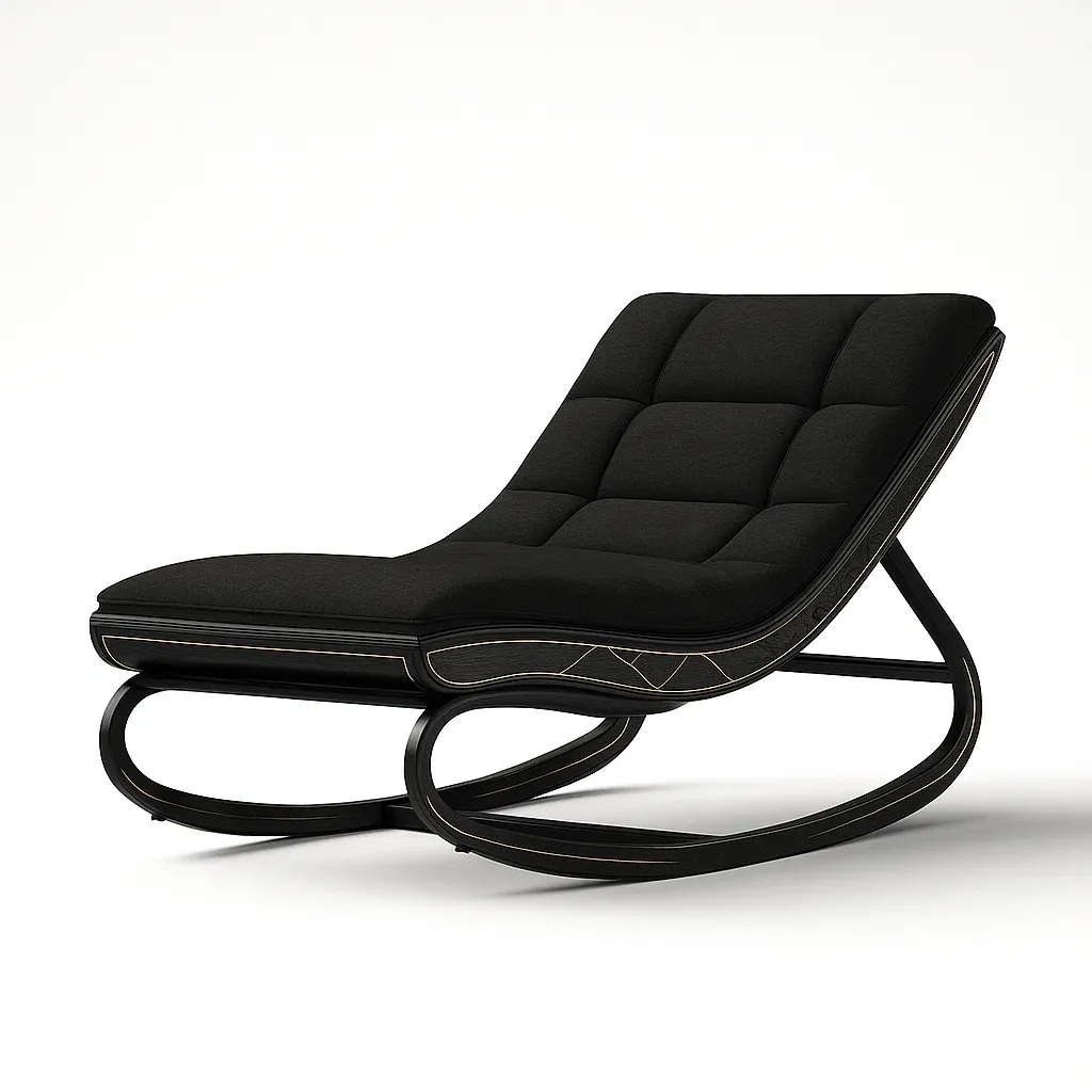 Sedia a dondolo in acciaio e poliestere nero 90x60x75 cm