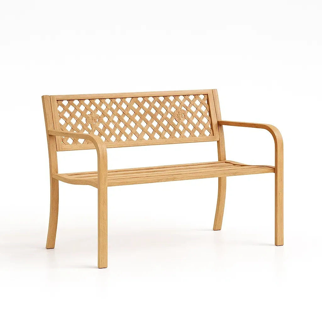 Panchina in legno di acacia con schienale a griglia