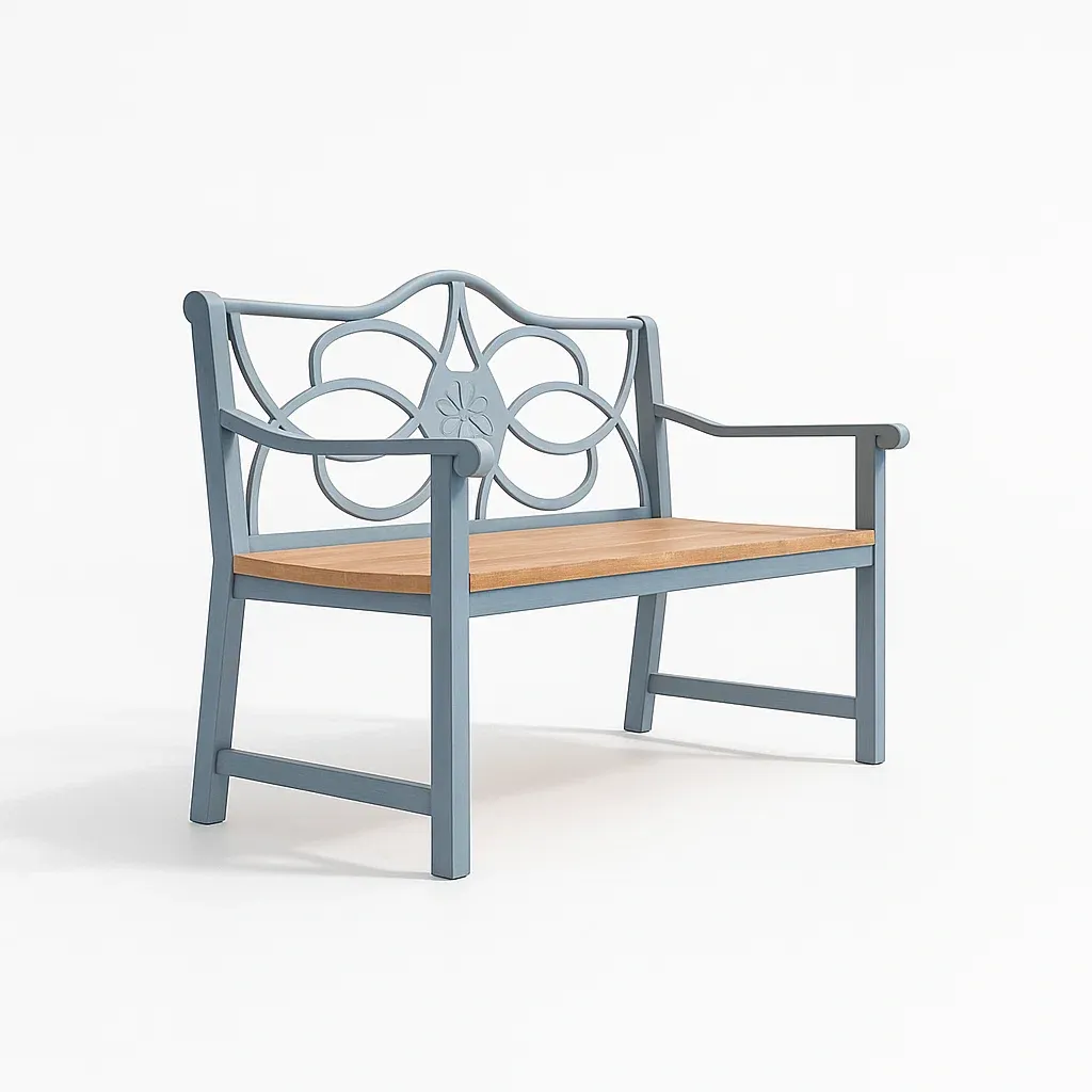 Panchina in metallo con seduta in legno