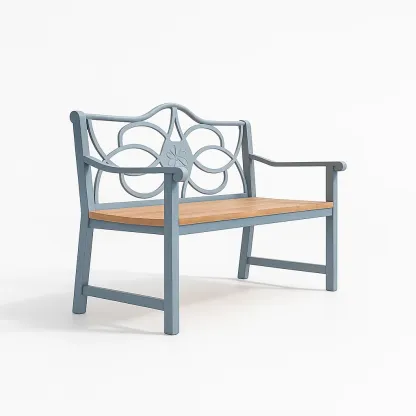 Panchina in metallo con seduta in legno