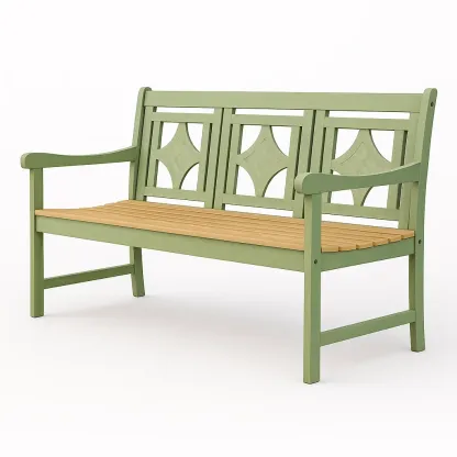 Panchina in legno verde e acacia naturale