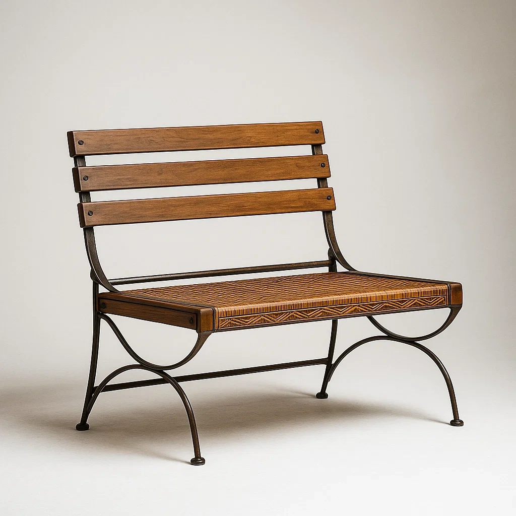 Panchina in legno e metallo marrone