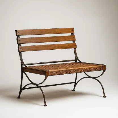 Panchina in legno e metallo marrone