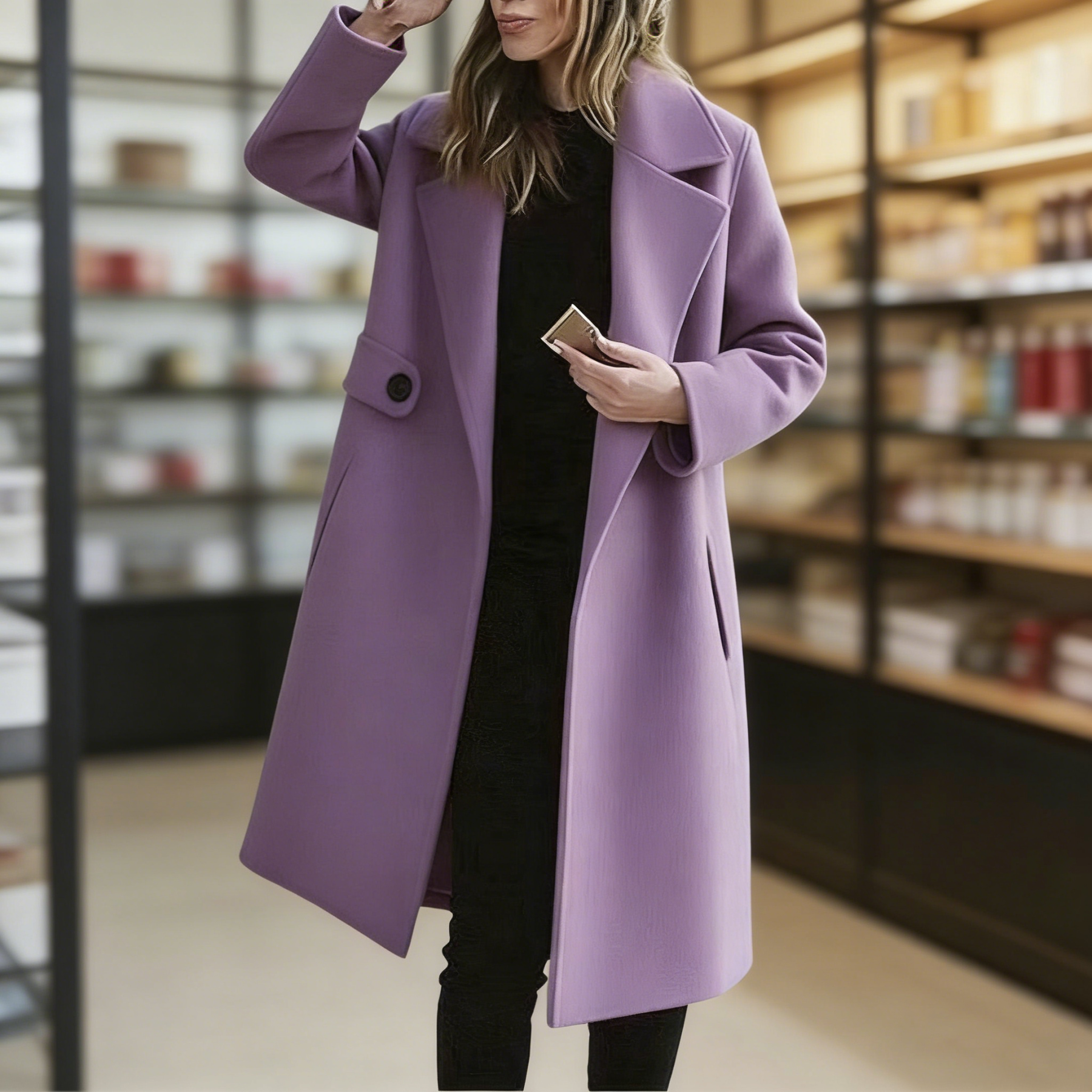 2026 New European & American Style Women's Solid Color Plus Size Textured Fabric Coat Autumn Winter Outerwear (Red/Caramel/Camel/Black/Pink/Light Purple)