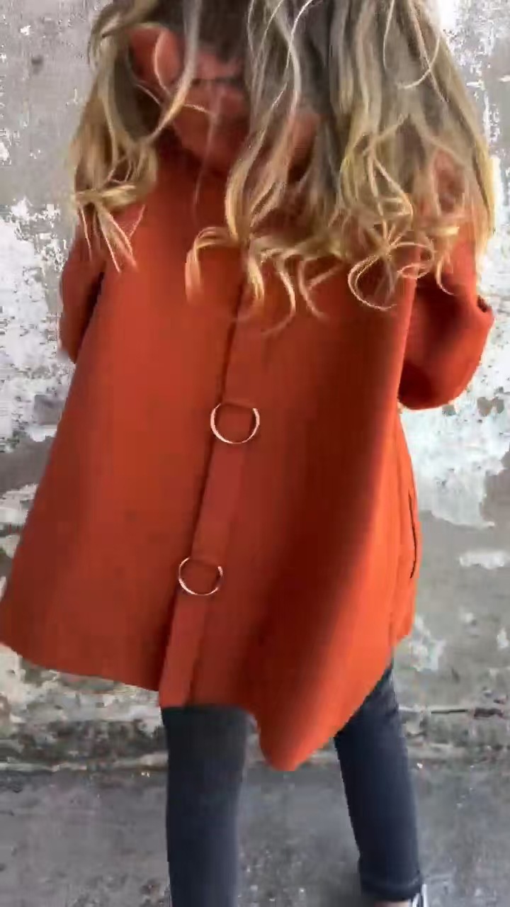 Women's Fashion Long Sleeve Solid Color Hooded Coat - Stylish Casual Outerwear (Available in Light Gray, Green, Orange, Black, Red, Deep Pink, Chocolate, Dark Blue, Brown, Peacock Green)