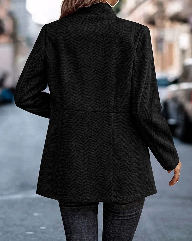 Women Houndstooth Long Sleeve Blazer Warm Office Neck Jacket With Pockets Open Front Cardigans