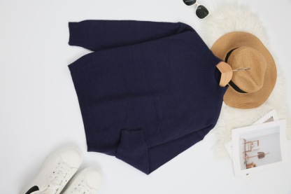 Women's Soft Mock Neck Long Sleeve Relaxed-Fit Knit Sweater - Multi-Color Daily Casual Top