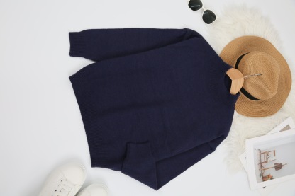 Women's Soft Mock Neck Long Sleeve Relaxed-Fit Knit Sweater - Multi-Color Daily Casual Top