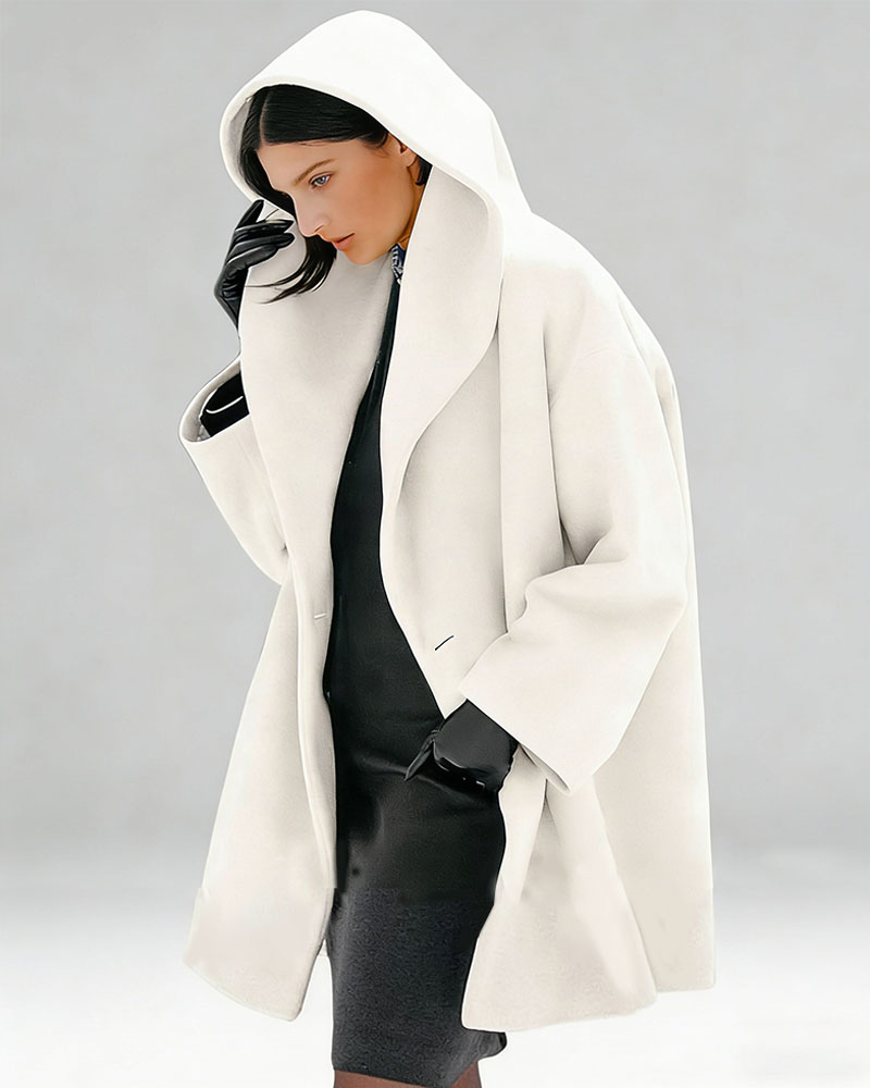 Fashion Lightweight Hooded Solid Color Coat