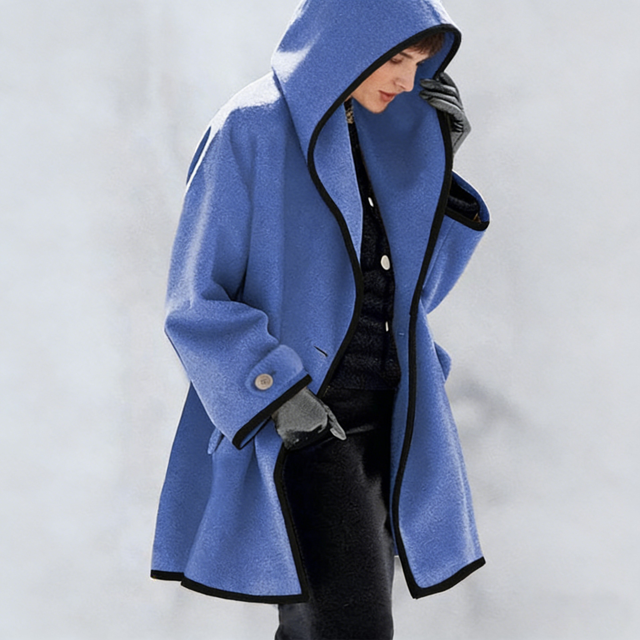 Fashion Hooded Solid Color Coat