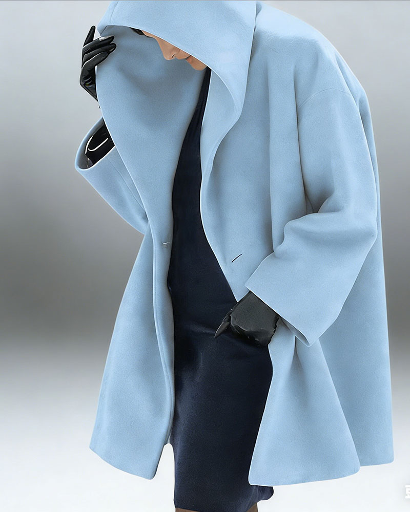 Fashion Lightweight Hooded Solid Color Coat