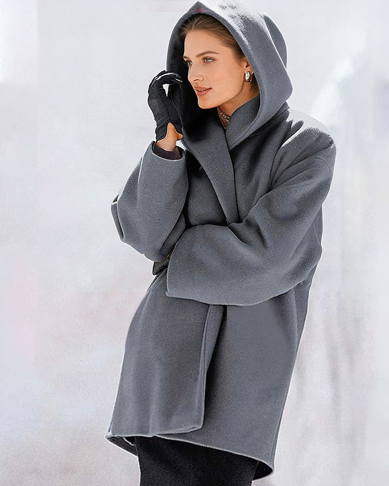 Fashion Lightweight Hooded Solid Color Coat