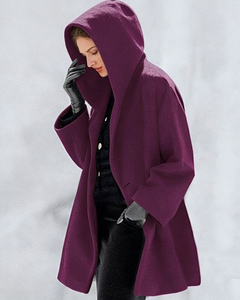 Fashion Lightweight Hooded Solid Color Coat
