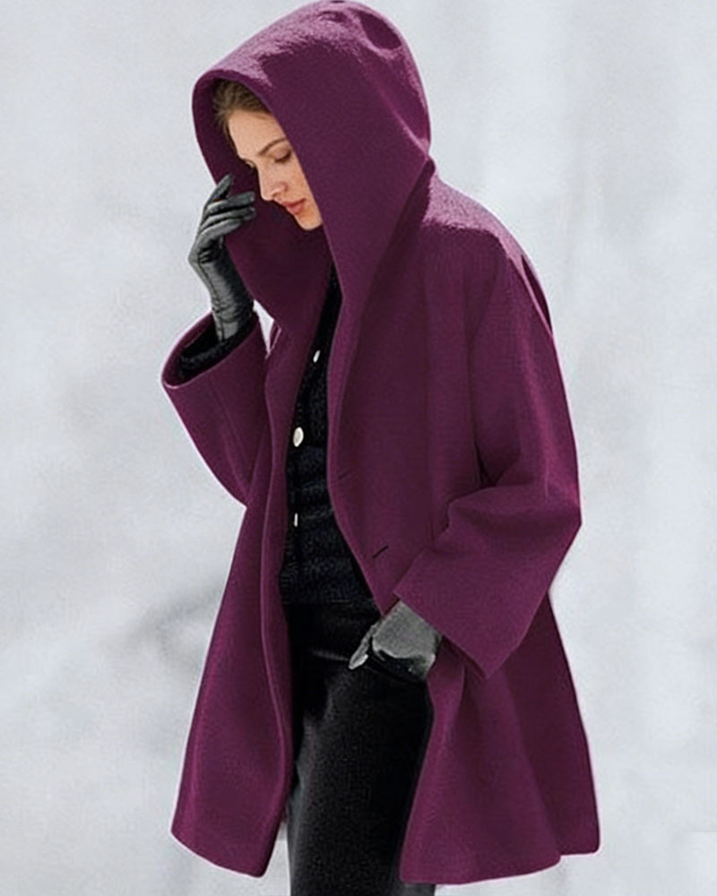 Fashion Lightweight Hooded Solid Color Coat