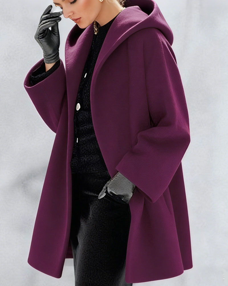 Fashion Lightweight Hooded Solid Color Coat