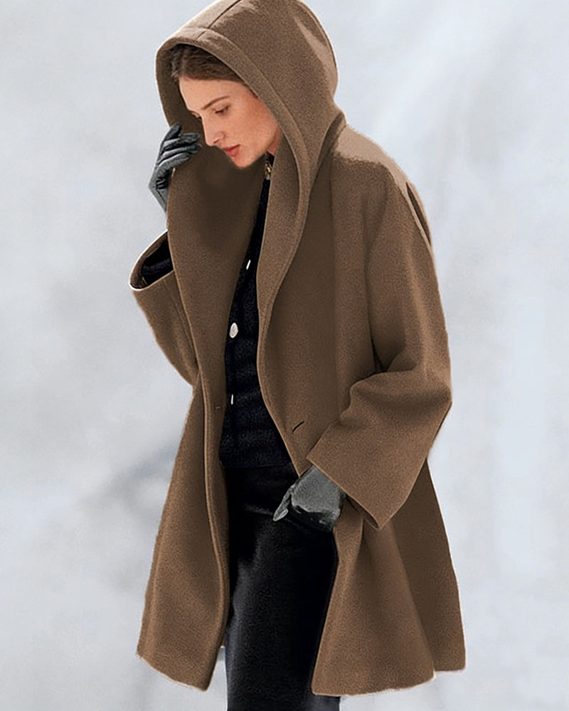 Fashion Lightweight Hooded Solid Color Coat