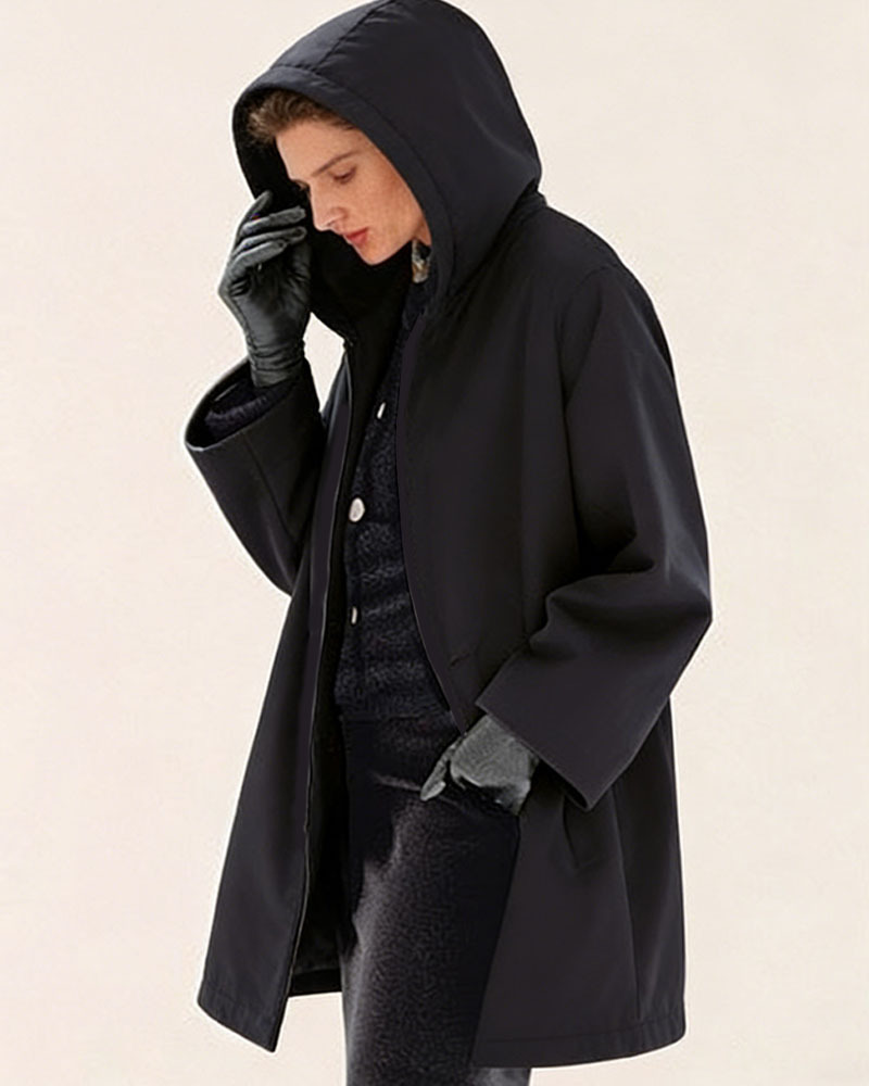 Fashion Lightweight Hooded Solid Color Coat