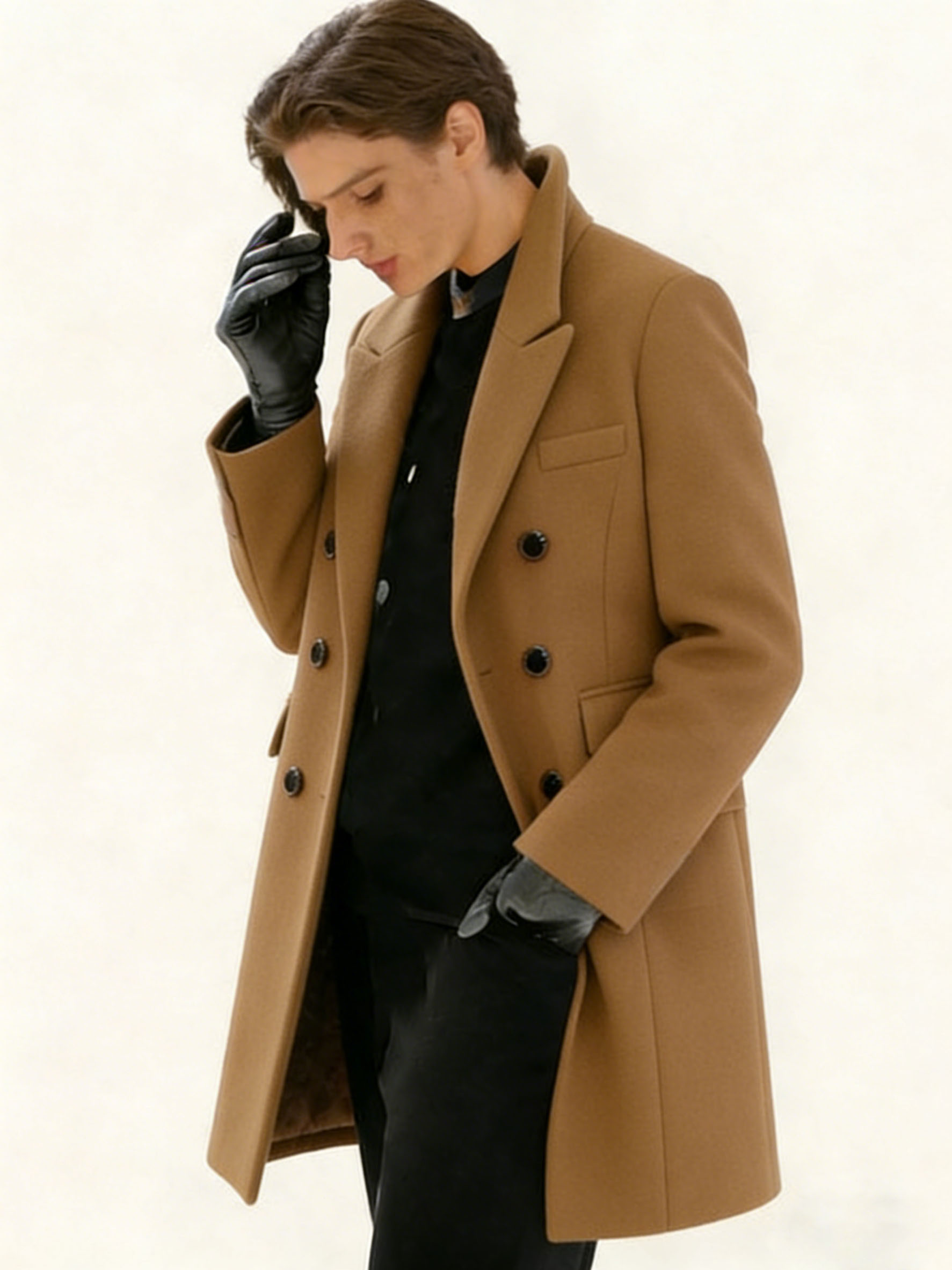 Women's Double Breasted Coat Mid-Length Trench Coat Winter Fashion Outerwear