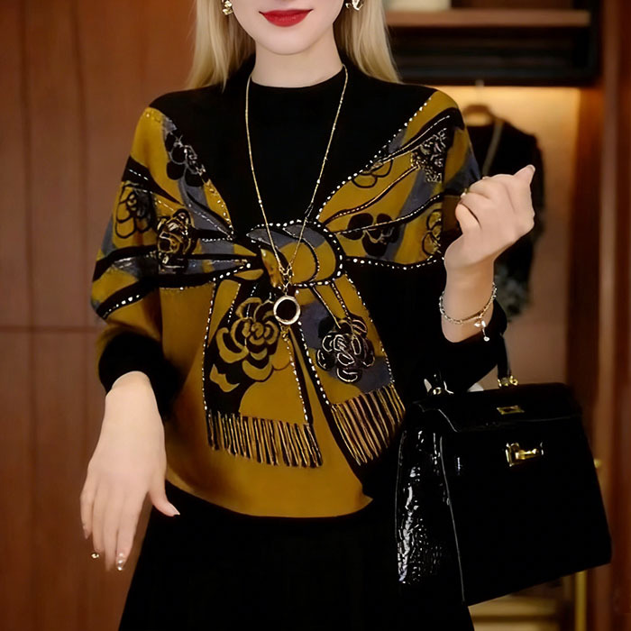 Women's Autumn/Winter Double-Sided Fleece Top with Stylish Print and Loose Fit, Perfect for Layering