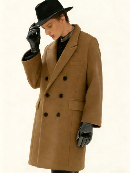 Women's Double Breasted Coat Mid-Length Trench Coat Winter Fashion Outerwear